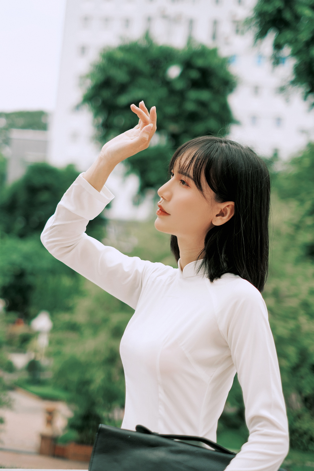 Nữ Sinh Áo Dài Trắng Bên Bảo Tàng