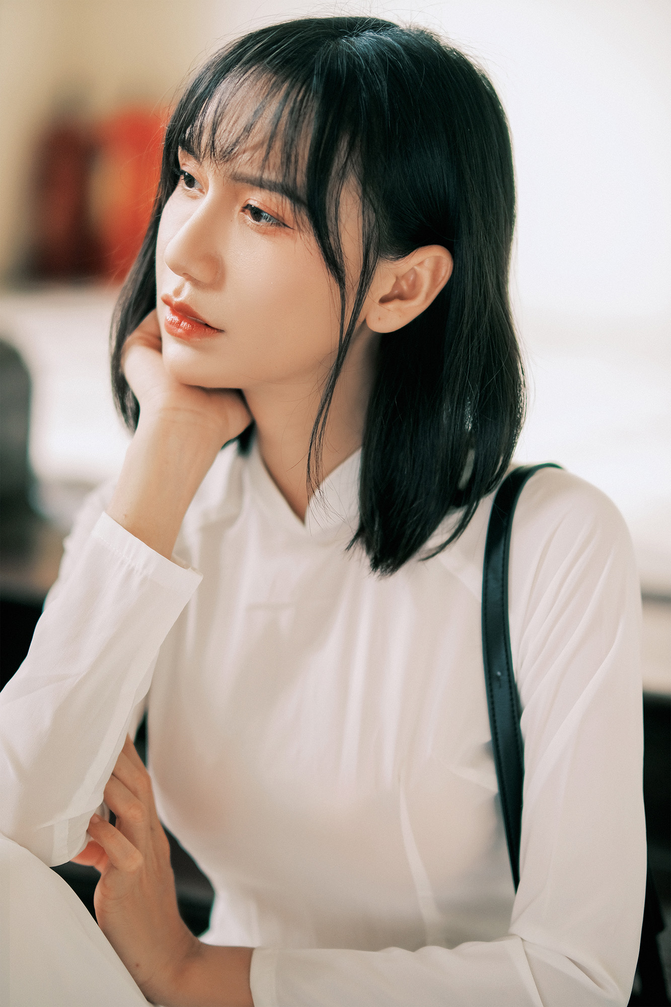 Nữ Sinh Áo Dài Trắng Bên Bảo Tàng